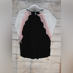 Cato black, pink lace sleeveless